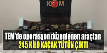 Kocaeli' de TEM'de operasyon düzenlenen araçtan 245 kilo kaçak tütün çıktı