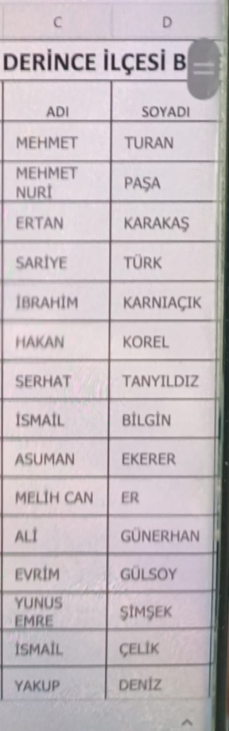 derince liste