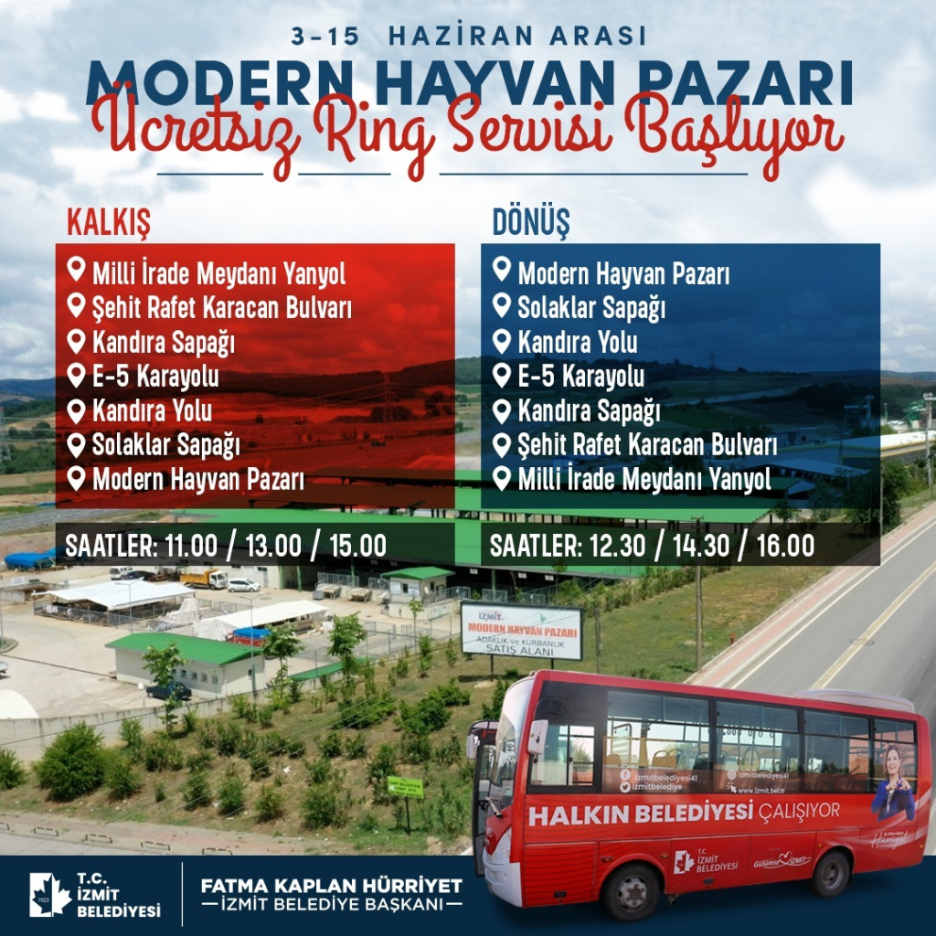 Modern Hayvan Pazarı’na ücretsiz ring servisi 3 Haziran’da başlıyor Modern Hayvan Pazarı’na ücretsiz ring servisi 3 Haziran’da başlıyor