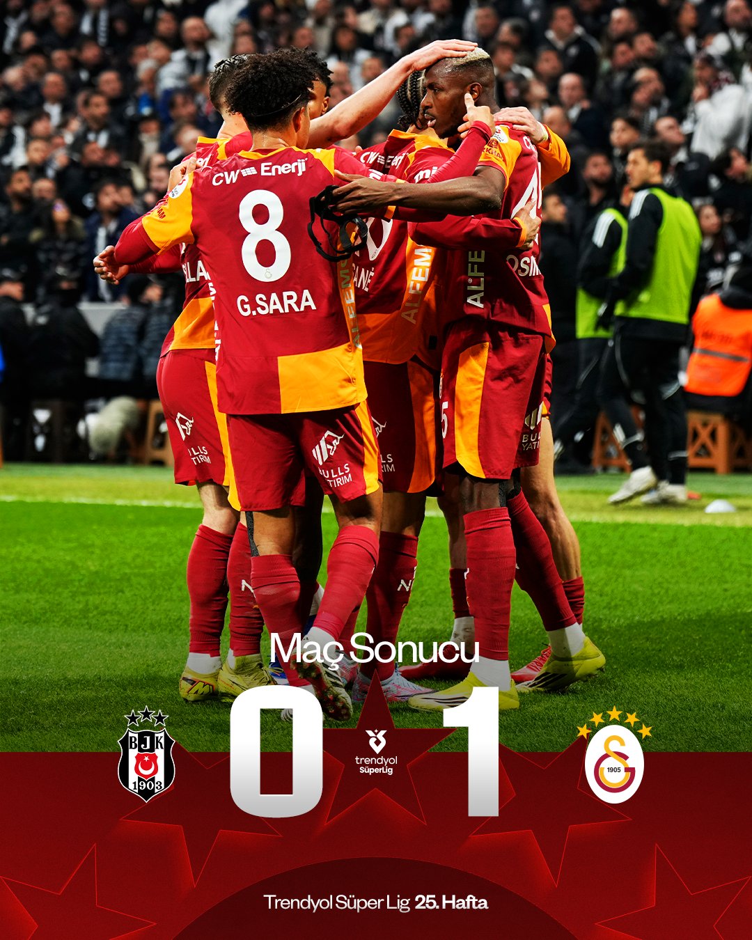 DERBİDE ASLAN PENÇESİ Beşiktaş 0-1 Galatasaray! Şampiyonluk Ateşi Yanıyor