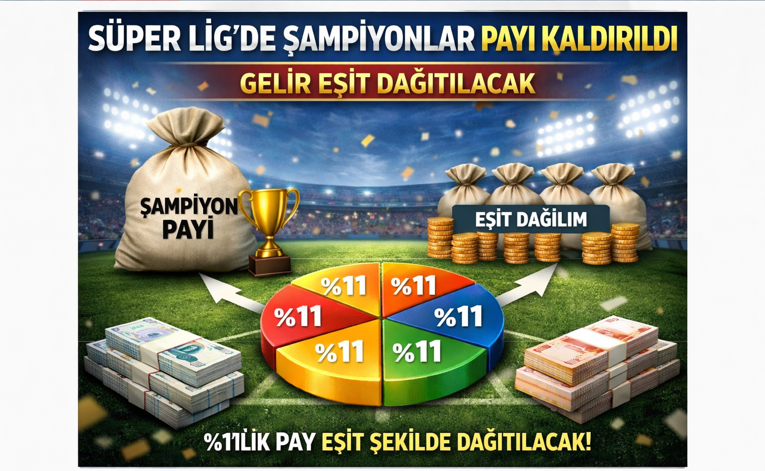 Süper Lig'de Şampiyonlar Payı Kaldırıldı Gelir Eşit Dağıtılacak