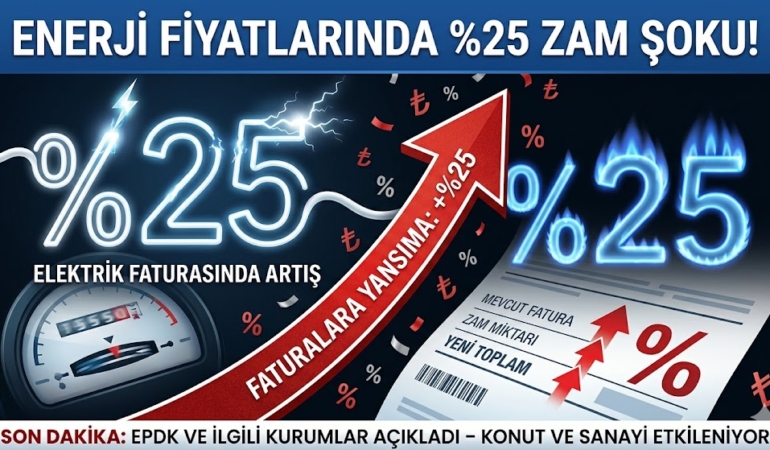 Elektrik ve Doğalgaza Dev Zam! Yüzde 25 Artış Geldi
