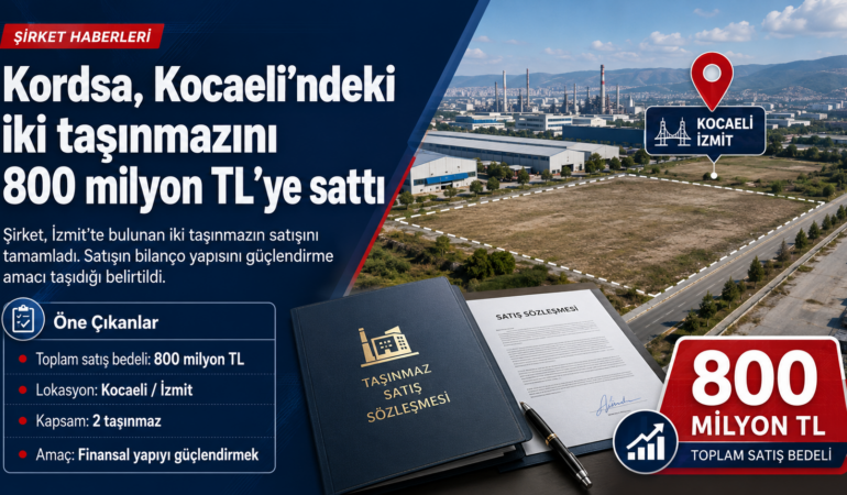Kordsa, Kocaeli’deki İki Taşınmazını 800 Milyon TL’ye Sattı